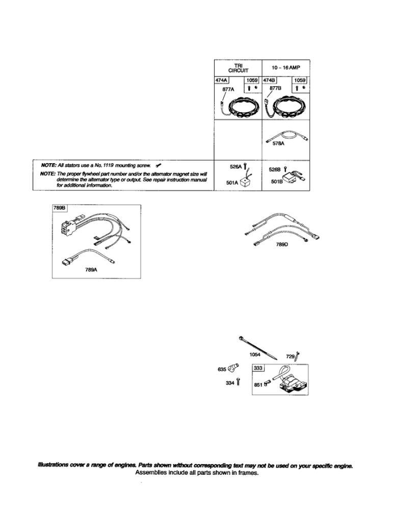 Wiring Harness Diagram and Parts List for 44K700 0026-0124 Briggs and Stratton Engine
